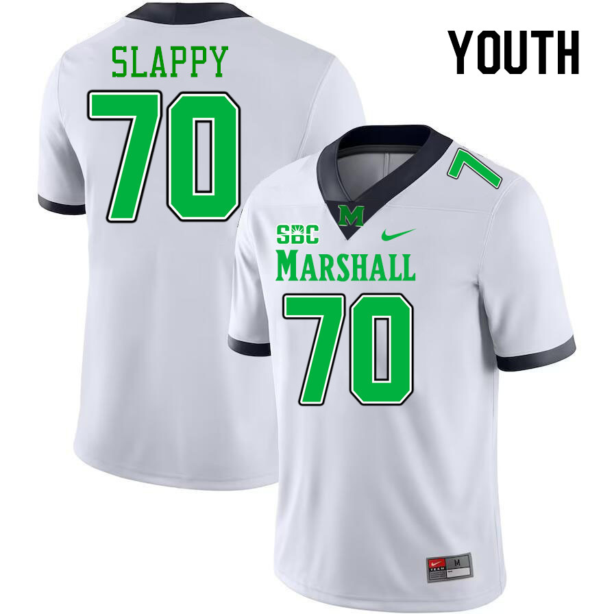 Youth #70 Jalen Slappy Marshall Thundering Herd SBC Conference College Football Jerseys Stitched-Whi